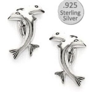 Dolphin earring 925 Stering silver sea life hoop drop New